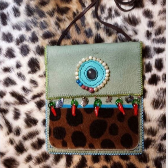 Moonstone Chili Deerskin Leather Purse Bag Pouch Wallet Cowhide Beaded jewelry - Picture 2 of 5
